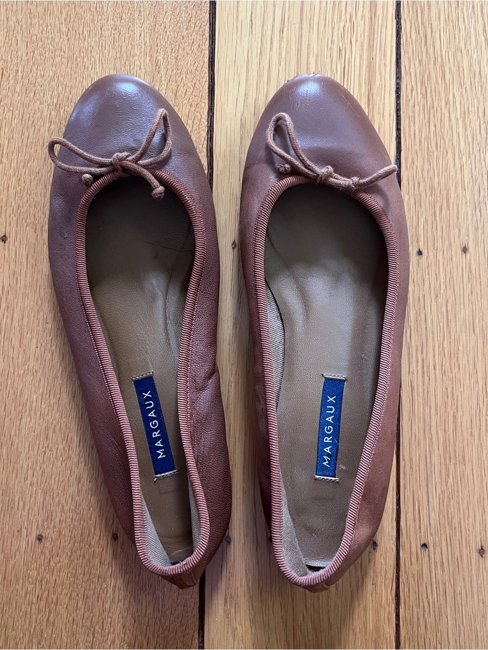 Margaux Chestnut Leather Ballet Flats with Bow